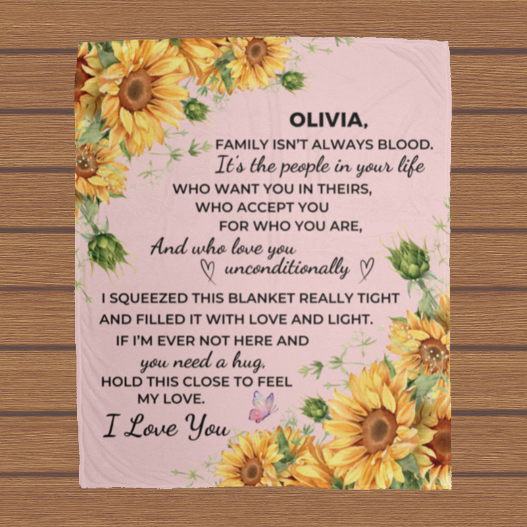 Family Isn't Blood (Personalized Sunflower Blanket)