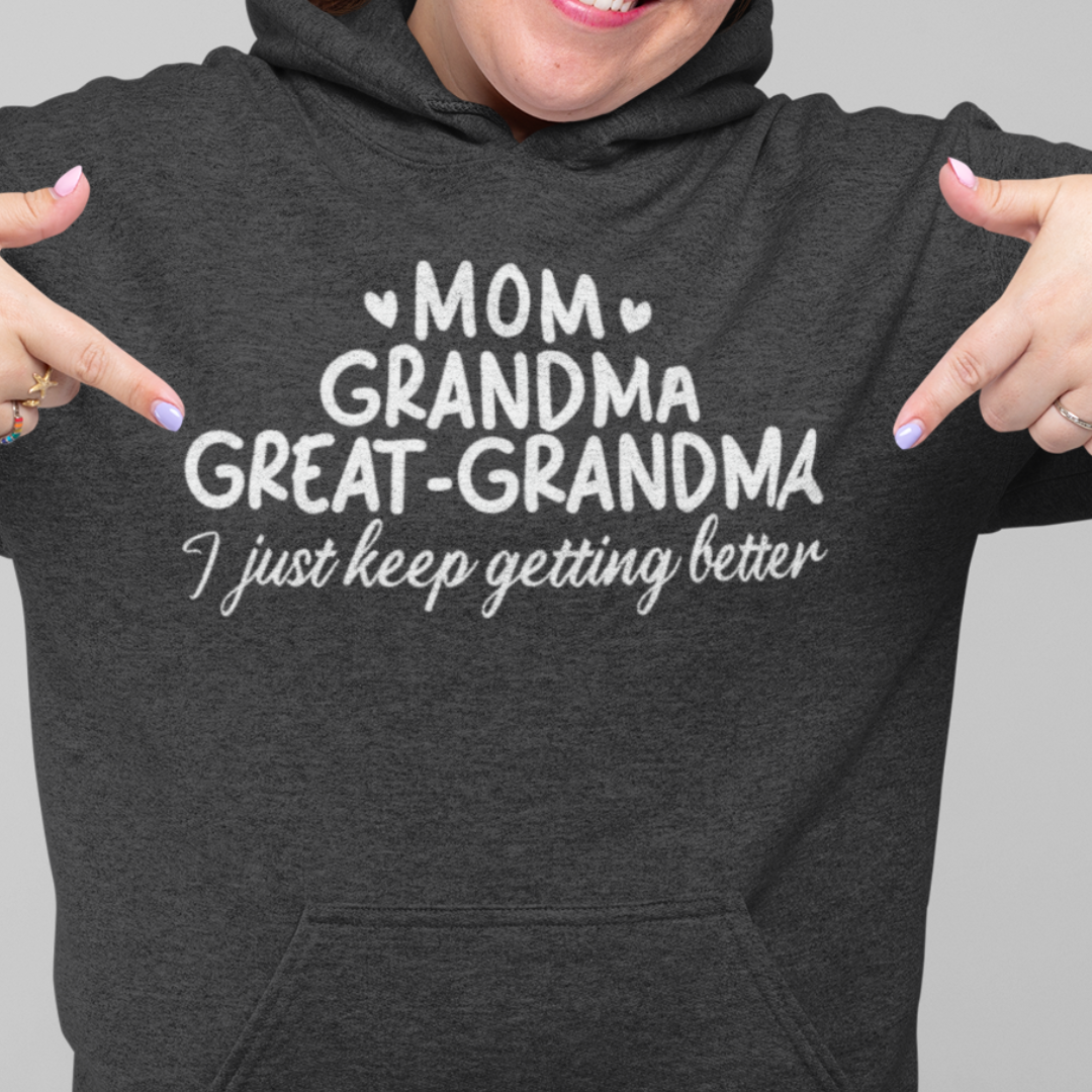 Mom Grandma Great-Grandma T-Shirt Black Hoodie