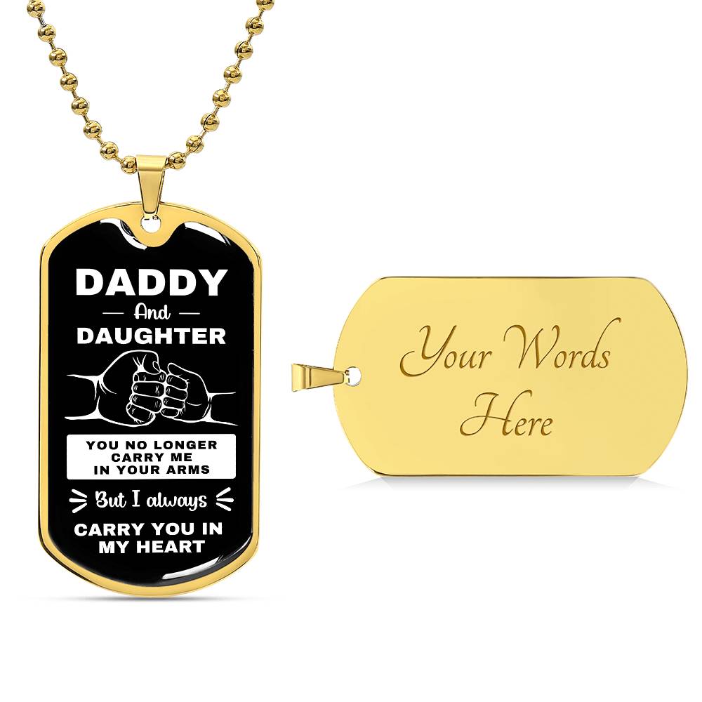 Daddy And Daughter | Fist Bump From Daughter Dog Tag (Black)