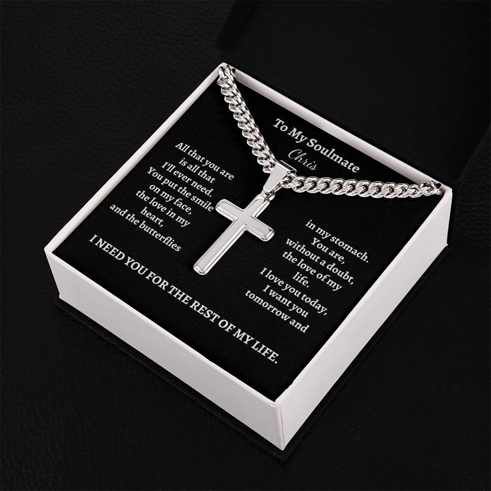 To My Soulmate | All That You Are (Personalized Cross Necklace)
