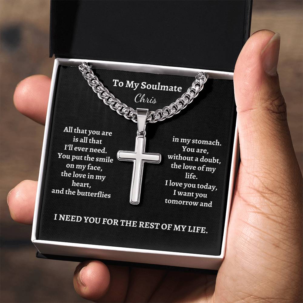 To My Soulmate | All That You Are (Personalized Cross Necklace)