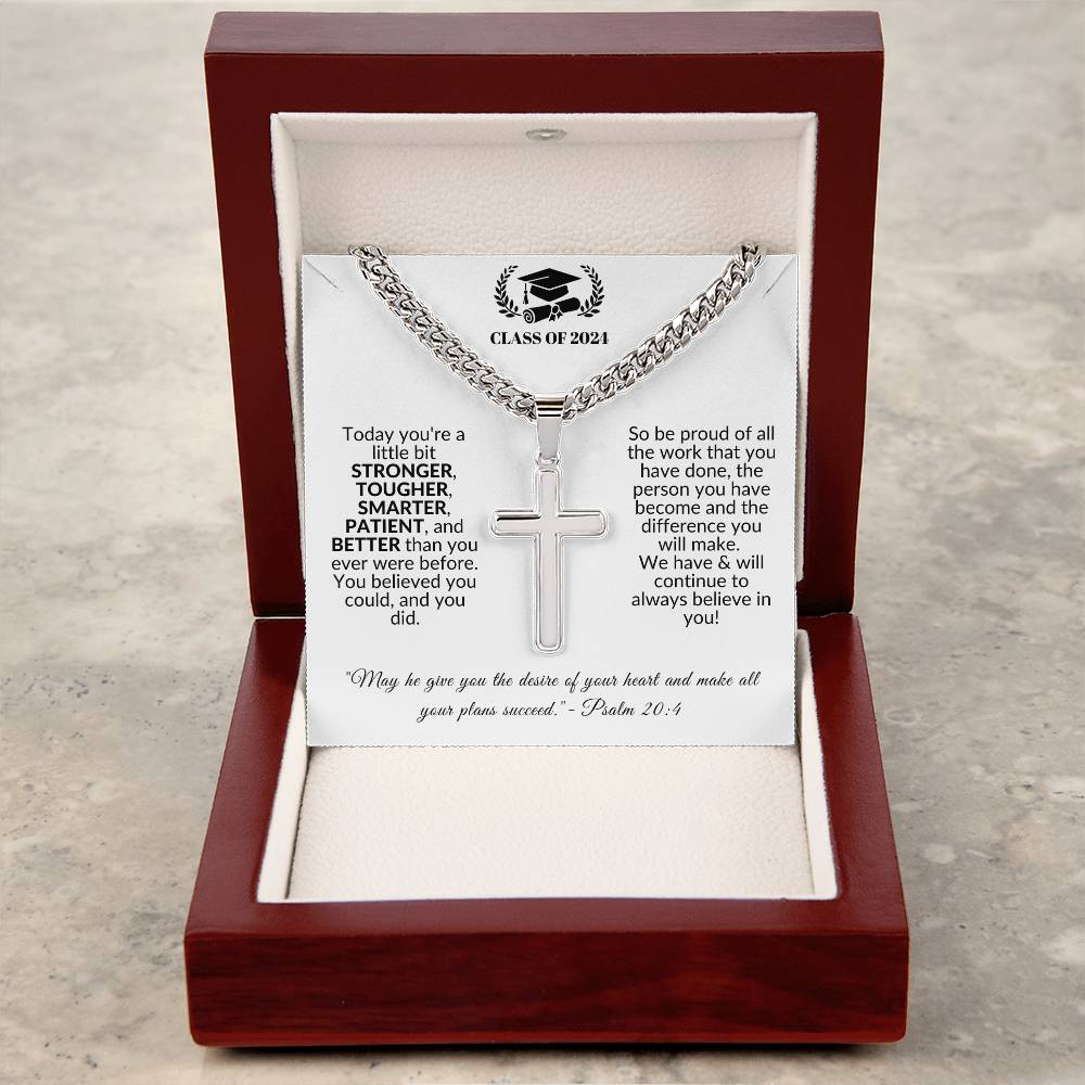 Class Of | Graduation Gift (Cuban Chain/Artisan Cross Necklace)
