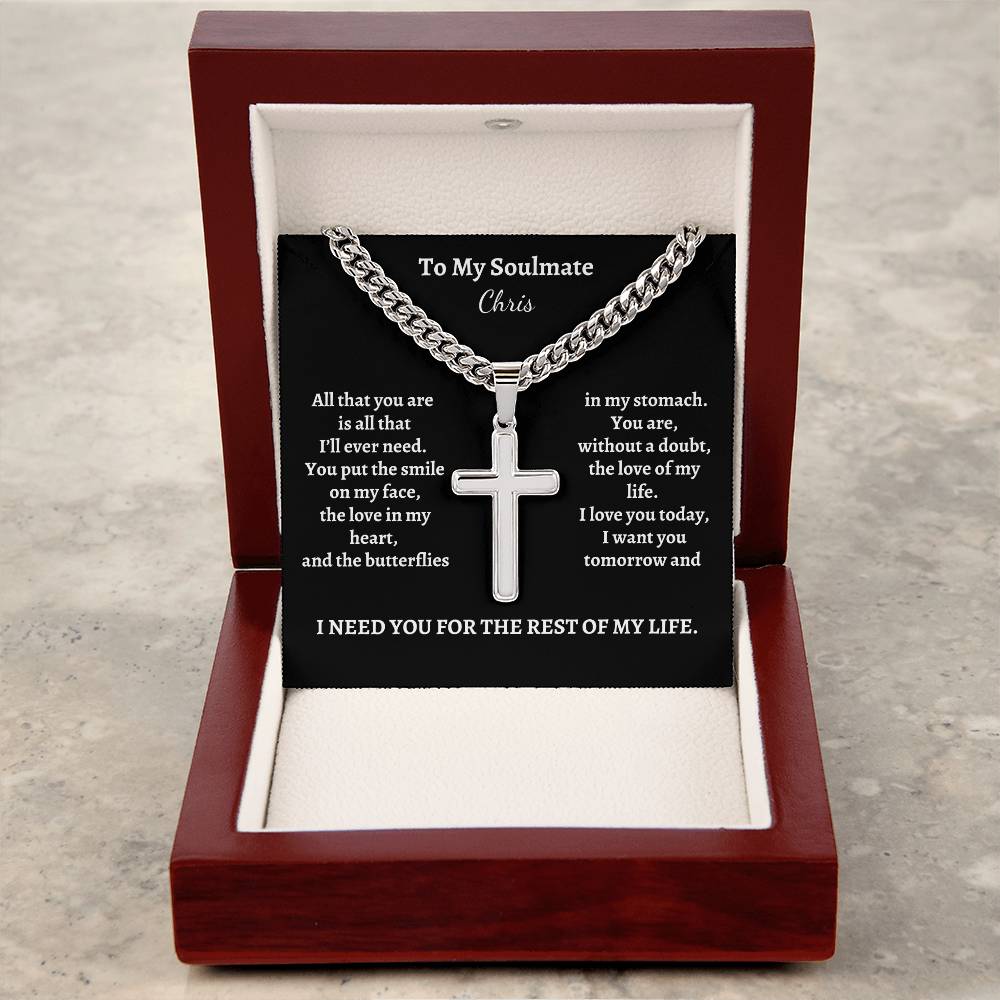 To My Soulmate | All That You Are (Personalized Cross Necklace)