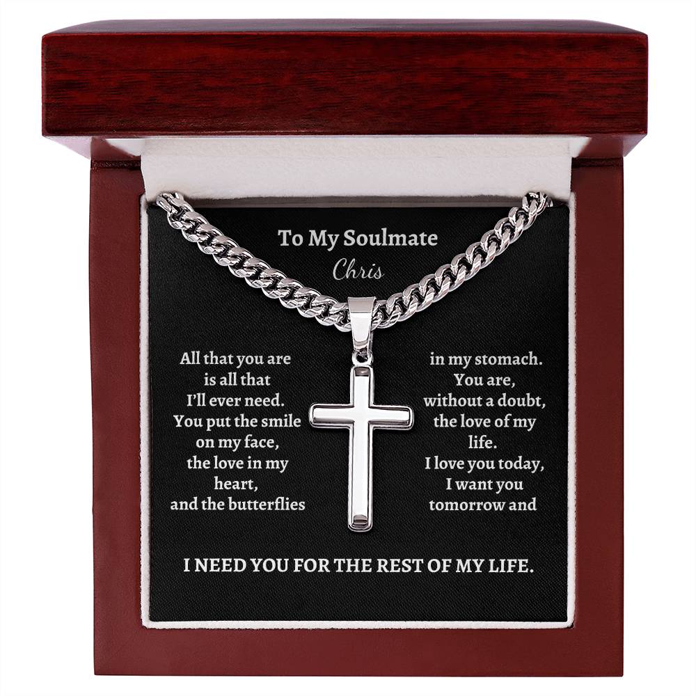 To My Soulmate | All That You Are (Personalized Cross Necklace)
