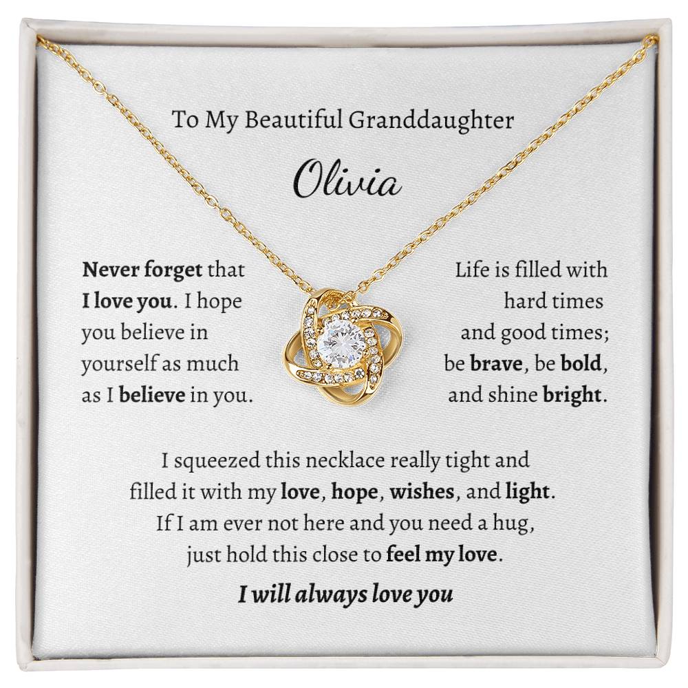To My Beautiful Granddaughter, I Will Always Love You Personalized Necklace