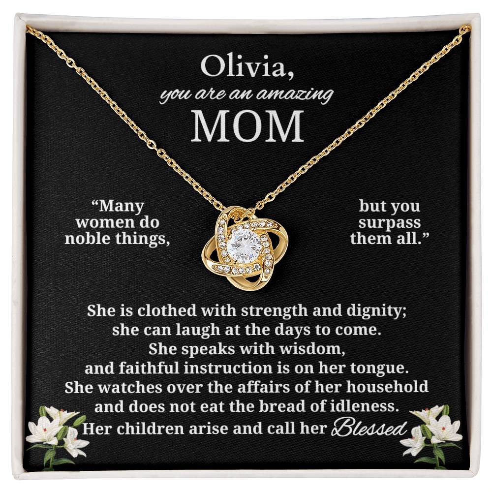 To An Amazing Mom | Blessed Personalized Necklace (from Proverbs 31)