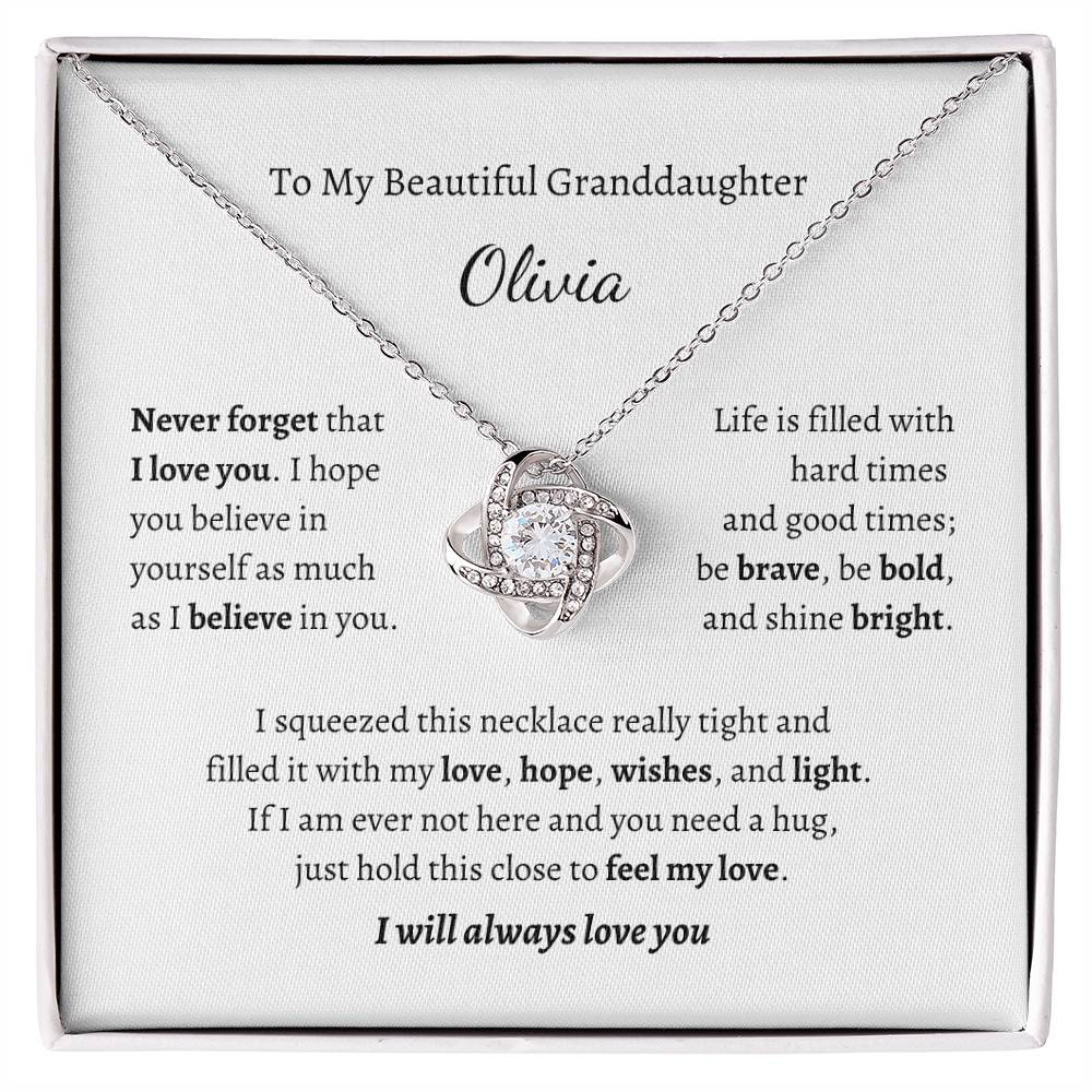 To My Beautiful Granddaughter, I Will Always Love You Personalized Necklace