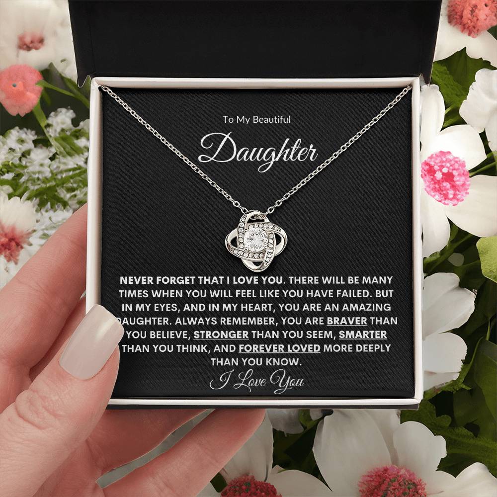 To My Beautiful Daughter | Never Forget (Love Knot Necklace)