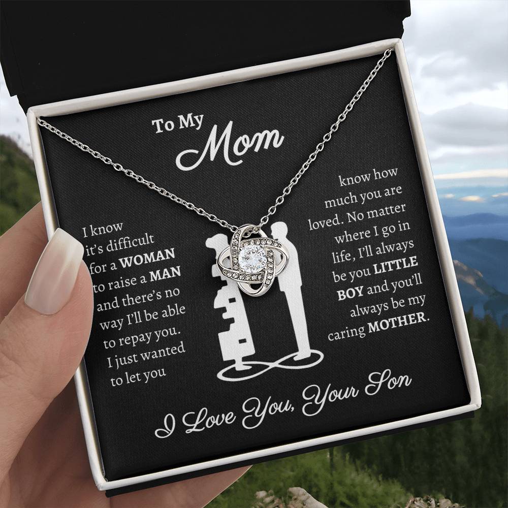 To My Mom, You Are Loved | From Your Son Love Knot Necklace