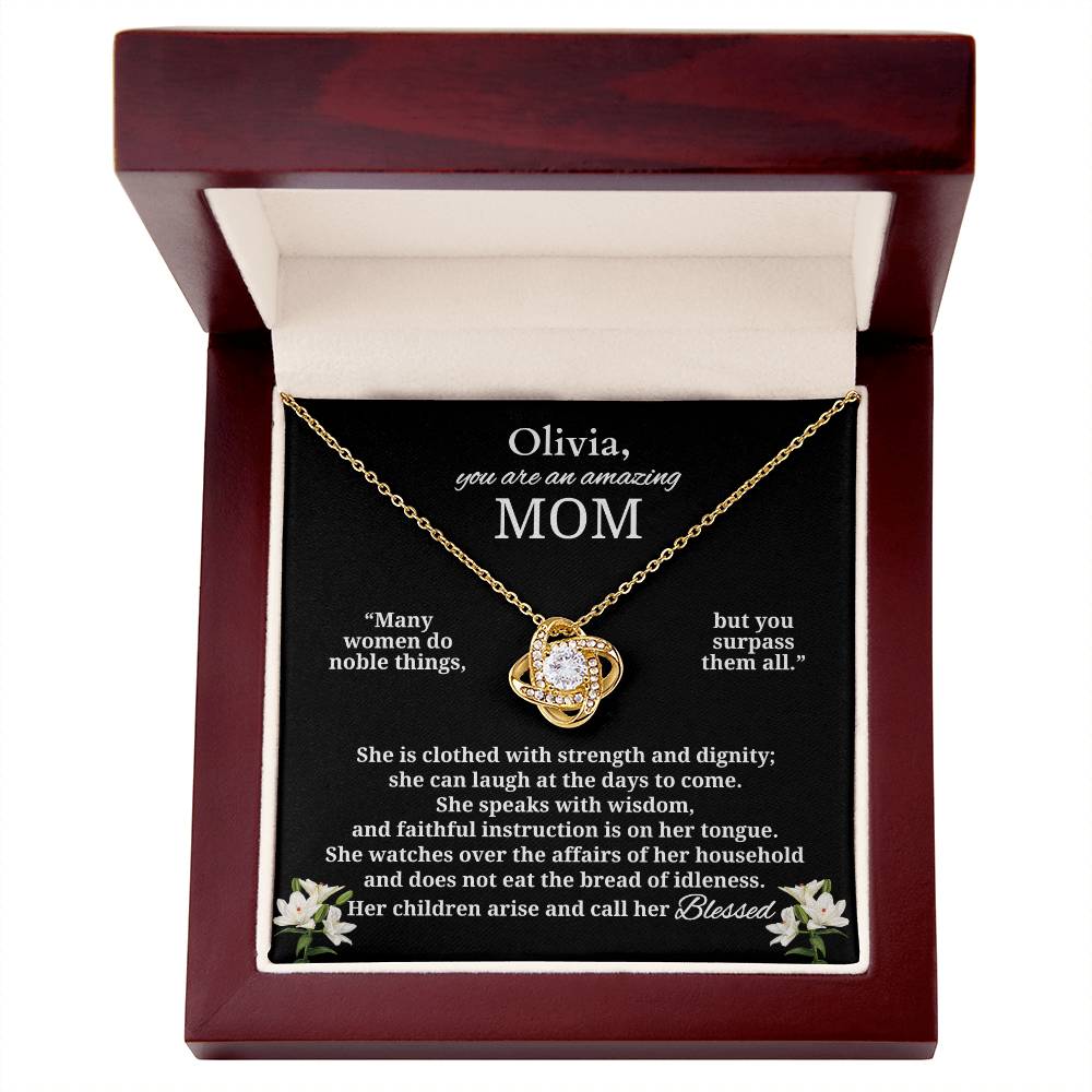 To An Amazing Mom | Blessed Personalized Necklace (from Proverbs 31)