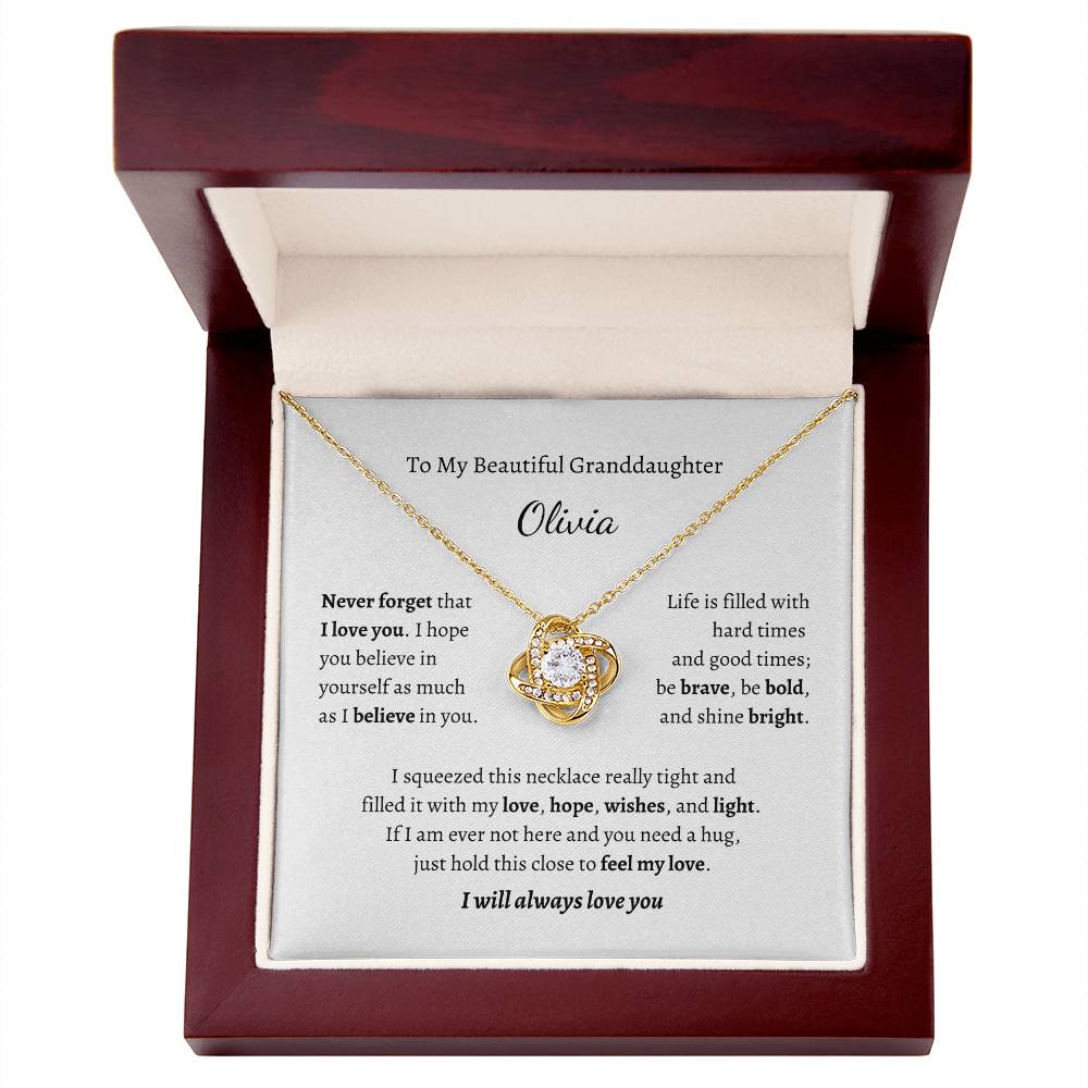 To My Beautiful Granddaughter, I Will Always Love You Personalized Necklace