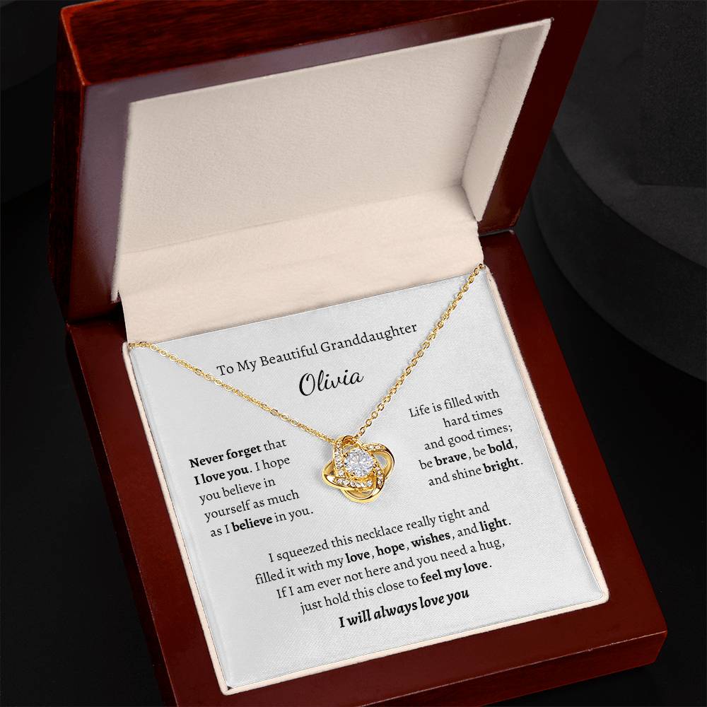 To My Beautiful Granddaughter, I Will Always Love You Personalized Necklace