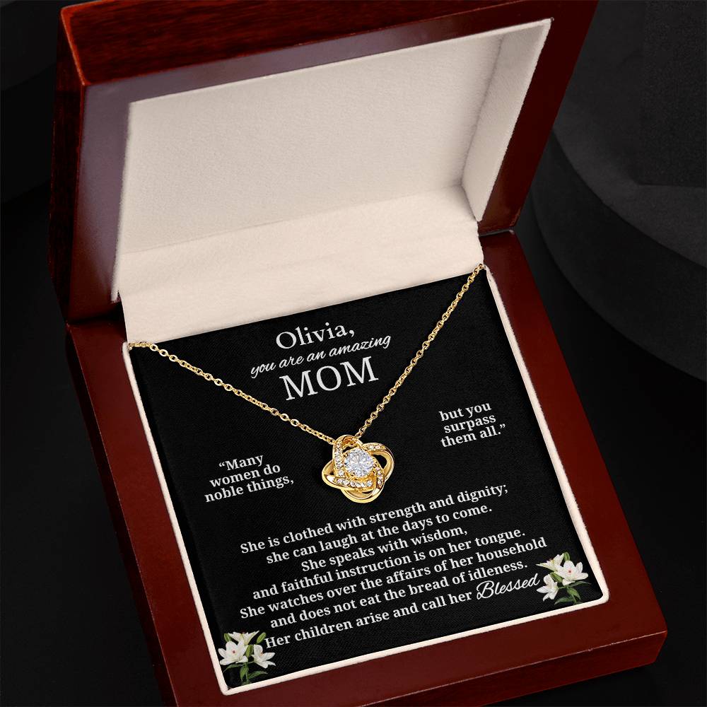 To An Amazing Mom | Blessed Personalized Necklace (from Proverbs 31)
