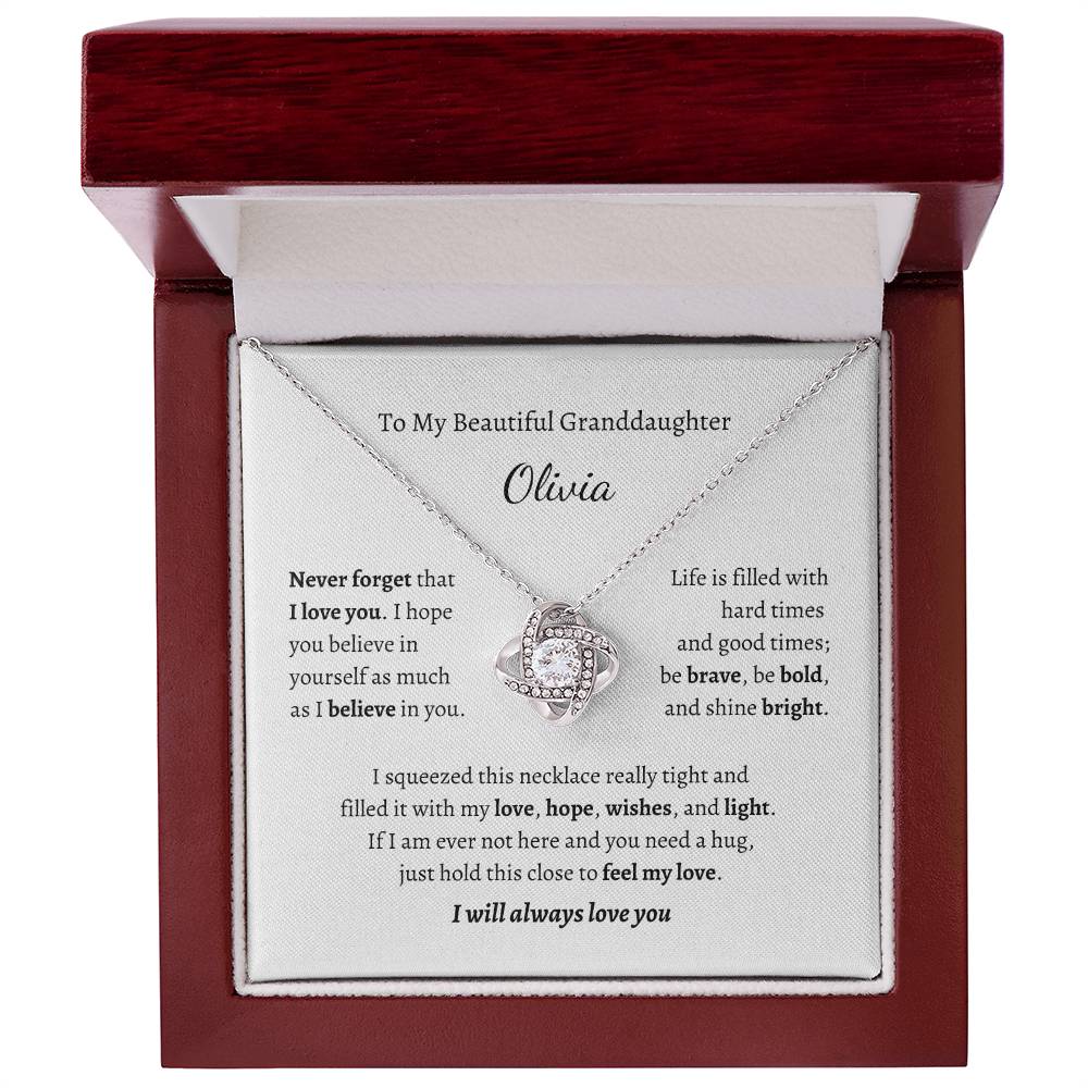 To My Beautiful Granddaughter, I Will Always Love You Personalized Necklace