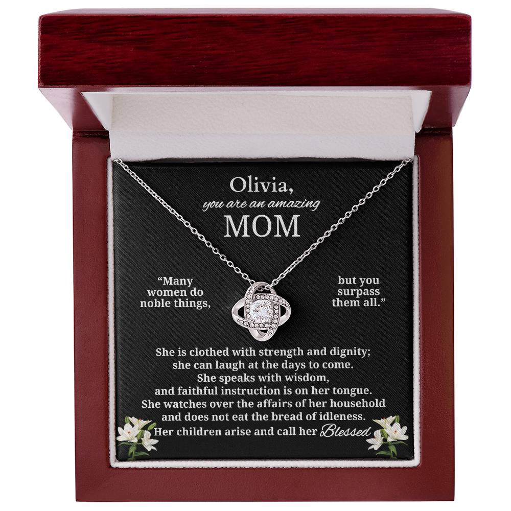 To An Amazing Mom | Blessed Personalized Necklace (from Proverbs 31)