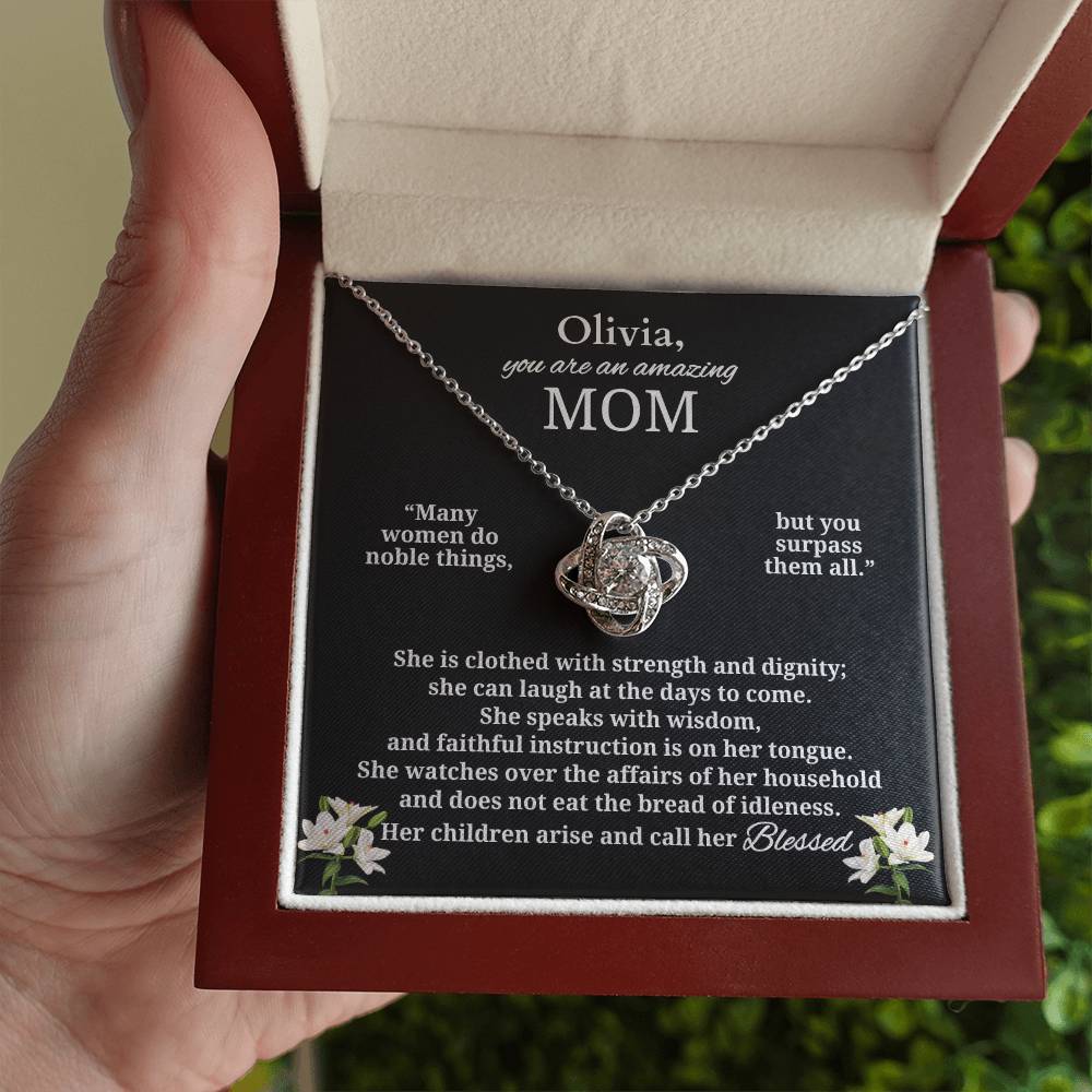 To An Amazing Mom | Blessed Personalized Necklace (from Proverbs 31)