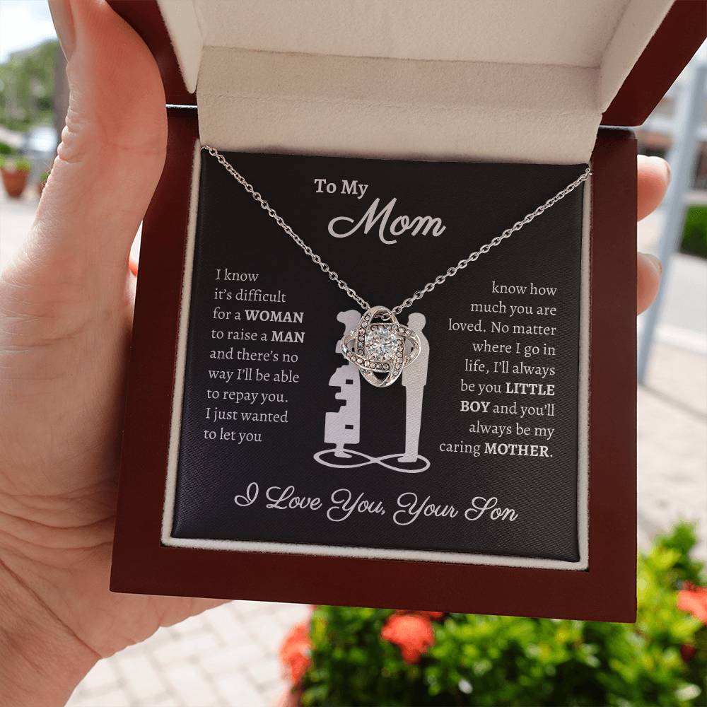 To My Mom, You Are Loved | From Your Son Love Knot Necklace