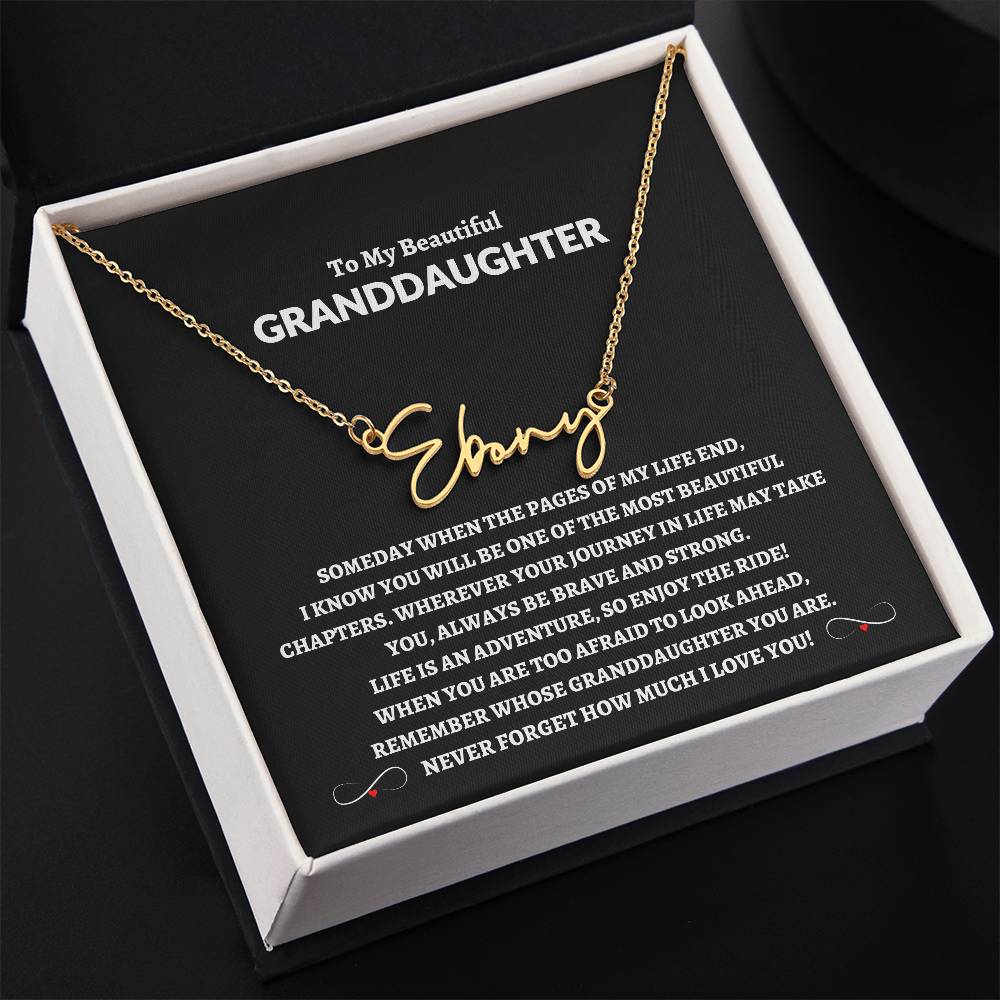 To My Beautiful Granddaughter | Never Forget How Much I Love You Signature Style Name Necklace