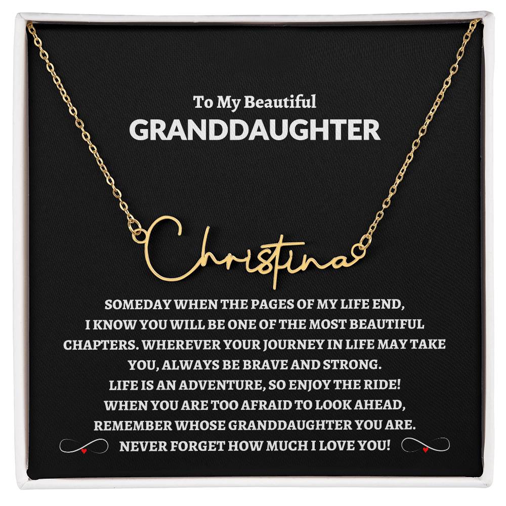 To My Beautiful Granddaughter | Never Forget How Much I Love You Signature Style Name Necklace