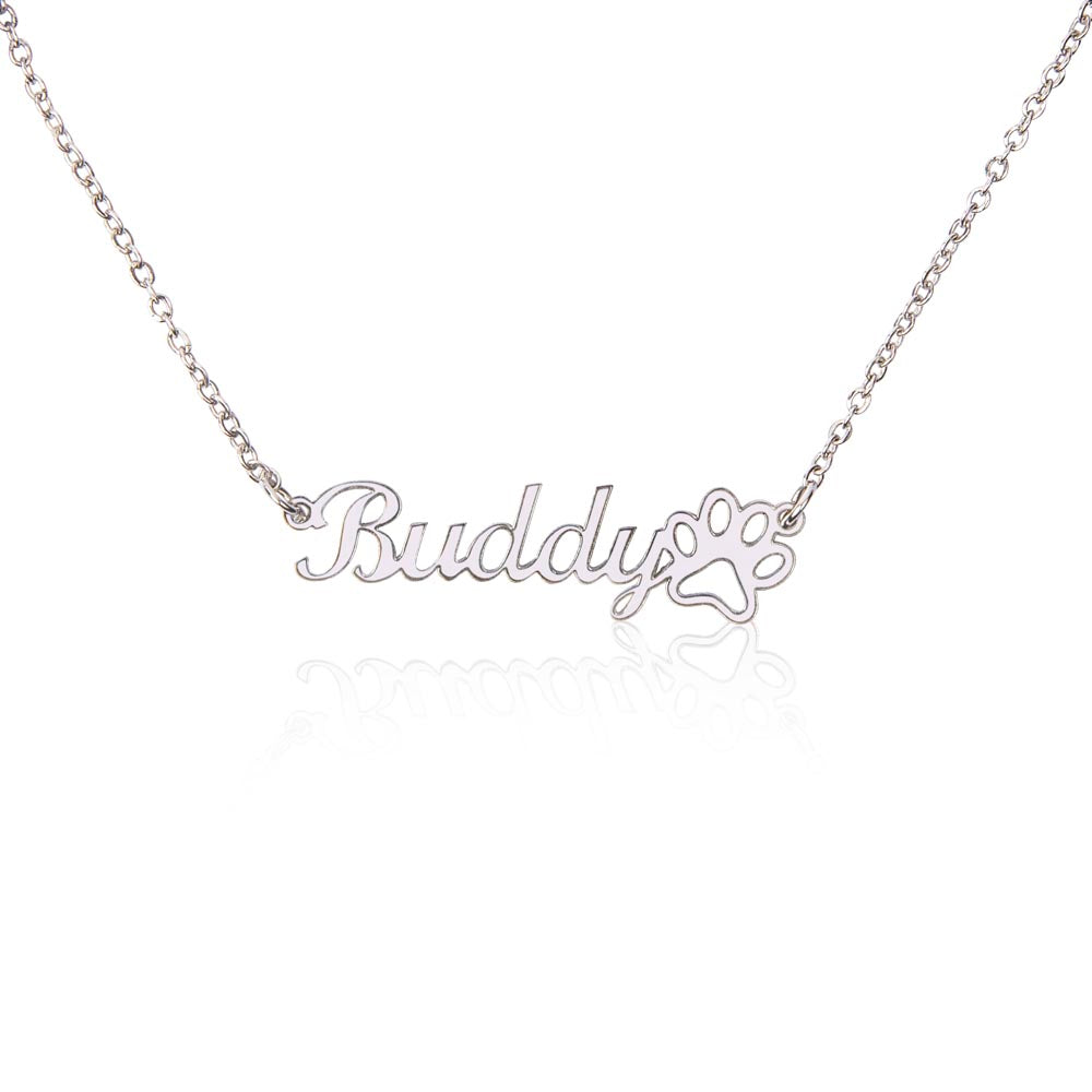 Custom Name Necklace With Paw Print | Fur Baby Gift