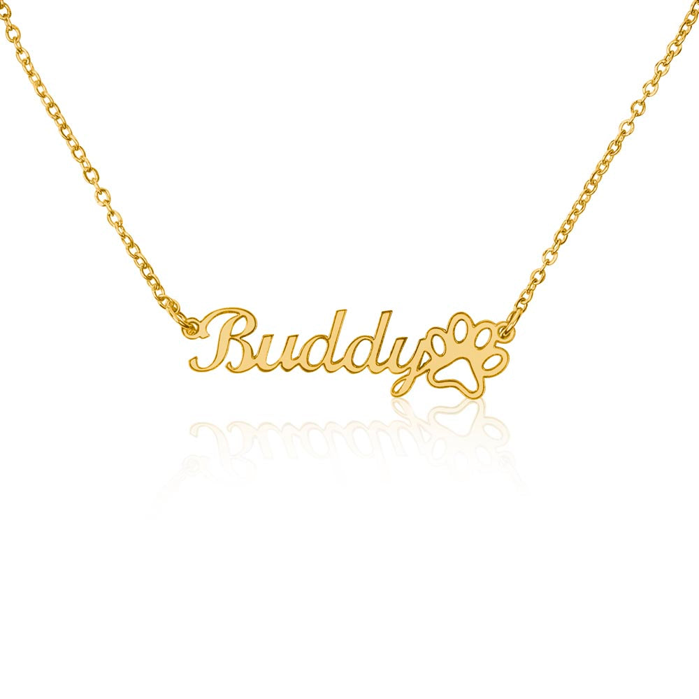 Custom Name Necklace With Paw Print | Fur Baby Gift