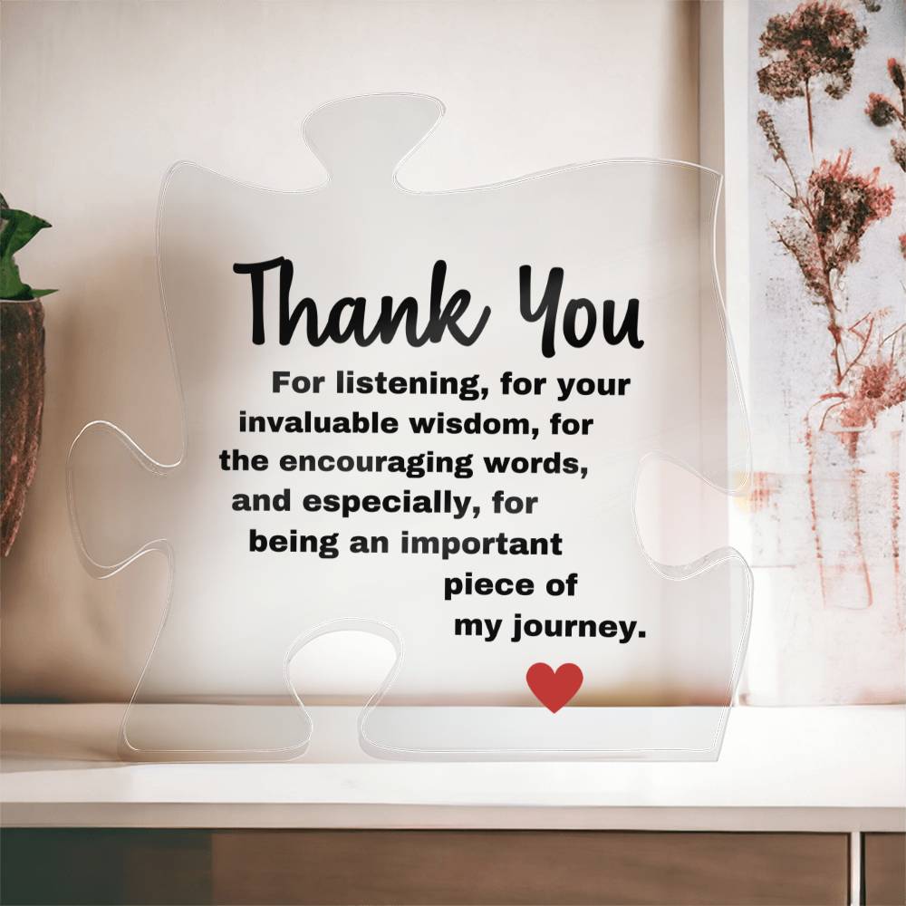 Thank You | Black Design Acrylic Puzzle Plaque
