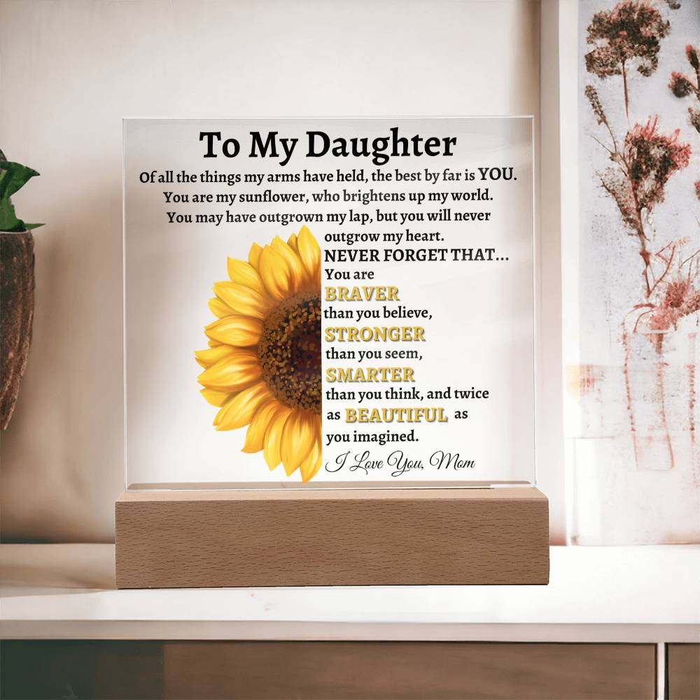 To My Daughter, From Mom | Sunflower Acrylic LED Lamp