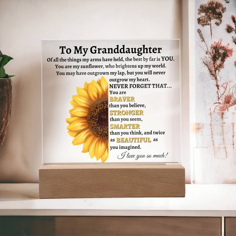 To My Granddaughter | Sunflower Square Acrylic LED Lamp