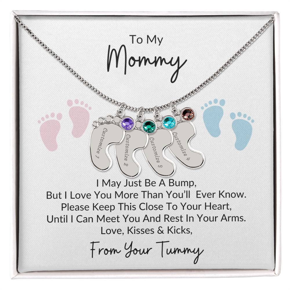 To My Mommy, From Your Tummy | Personalized Baby Feet Necklace
