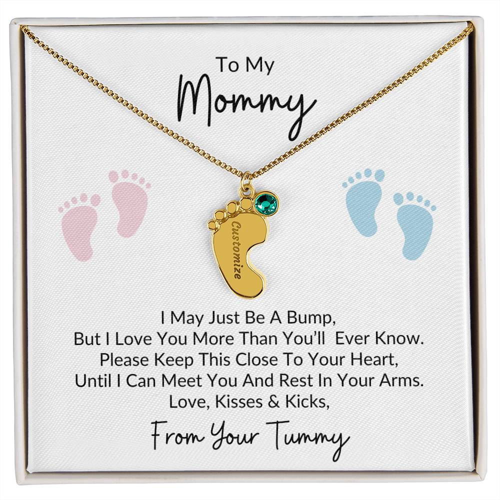 To My Mommy, From Your Tummy | Personalized Baby Feet Necklace