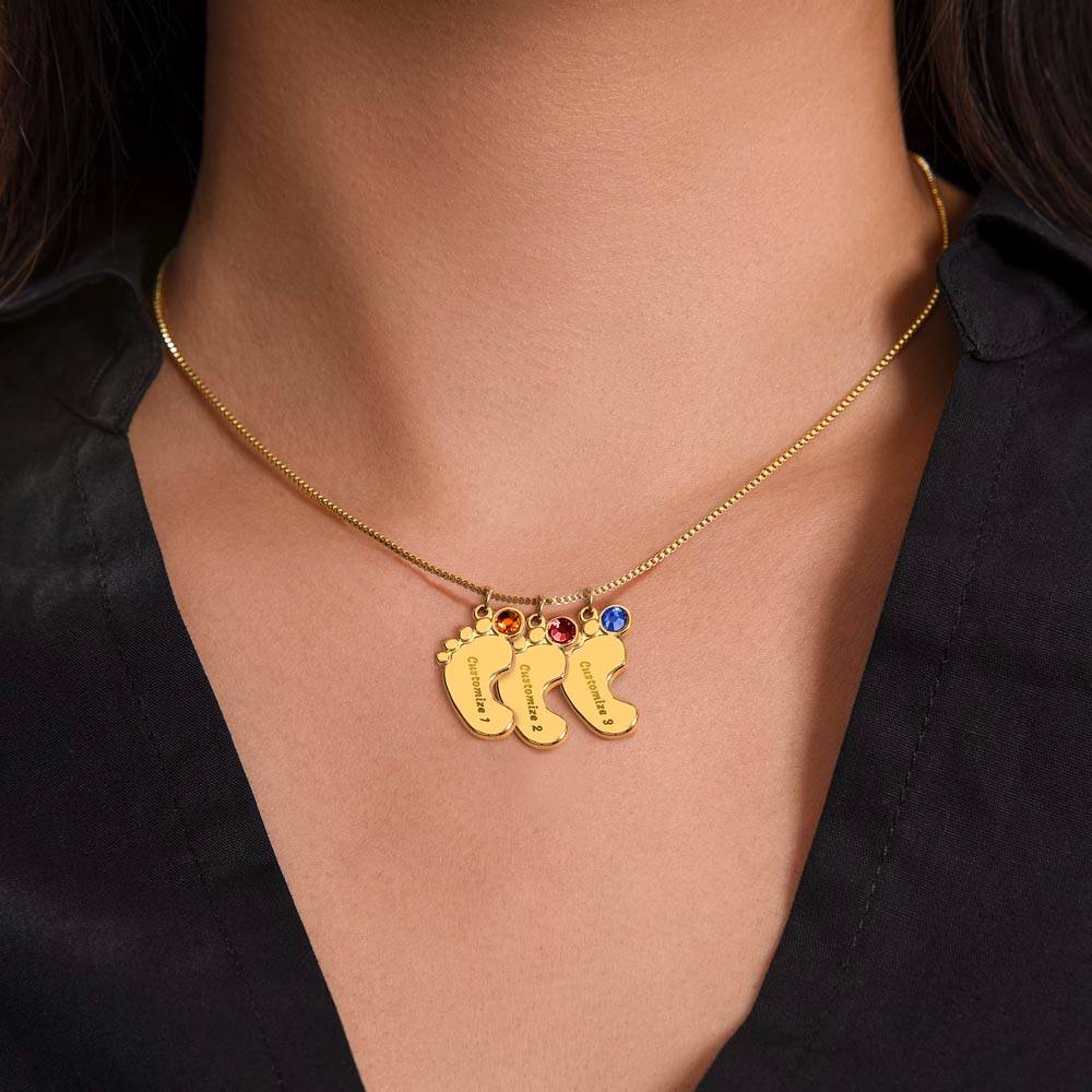 To My Mommy, From Your Tummy | Personalized Baby Feet Necklace