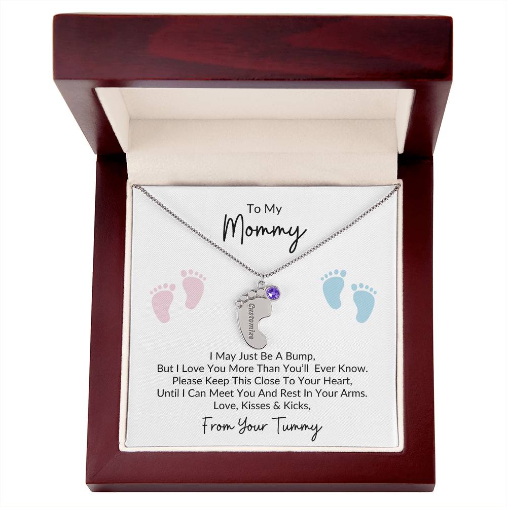 To My Mommy, From Your Tummy | Personalized Baby Feet Necklace