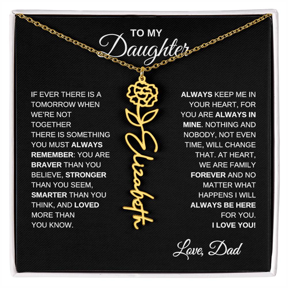 To My Daughter, Always Remember | Flower Name Necklace
