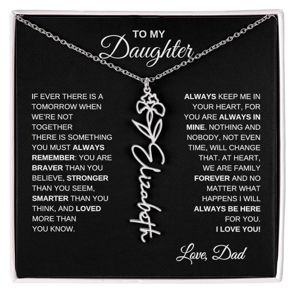To My Daughter, Always Remember | Flower Name Necklace