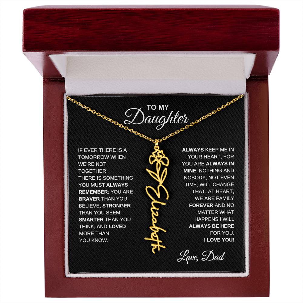 To My Daughter, Always Remember | Flower Name Necklace