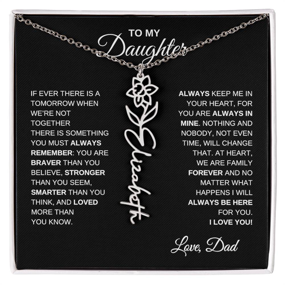 To My Daughter, Always Remember | Flower Name Necklace
