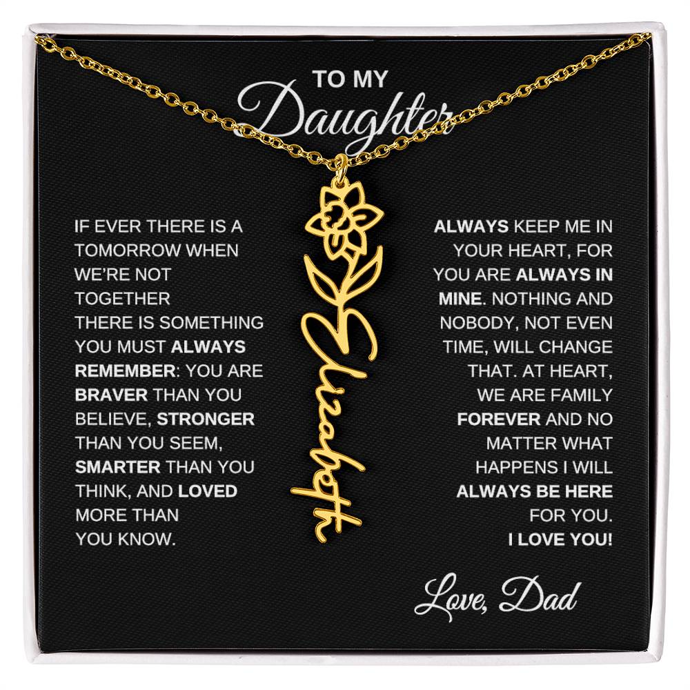 To My Daughter, Always Remember | Flower Name Necklace