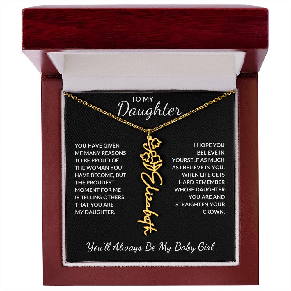 To My Daughter, Many Reasons To Be Proud | Flower Name Necklace