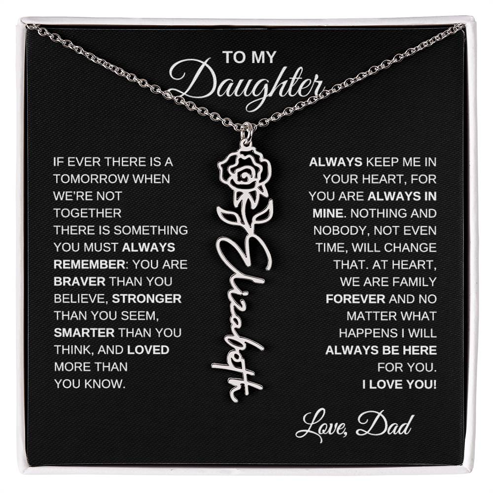 To My Daughter, Always Remember | Flower Name Necklace