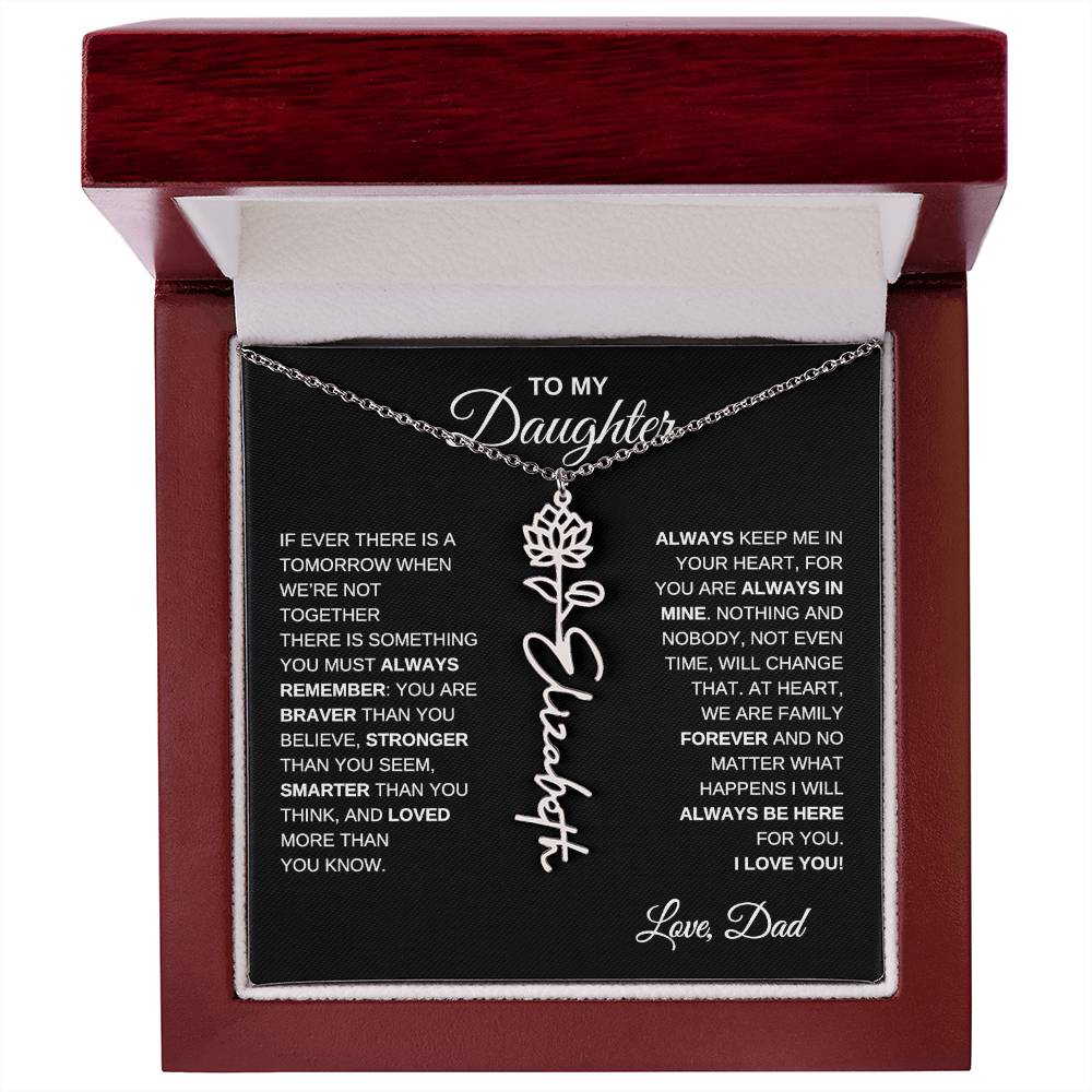 To My Daughter, Always Remember | Flower Name Necklace