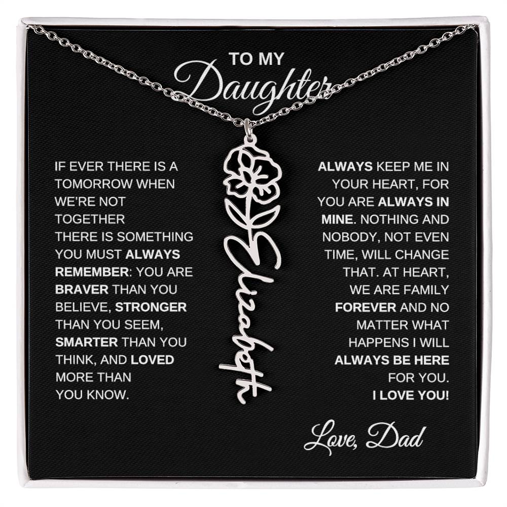 To My Daughter, Always Remember | Flower Name Necklace