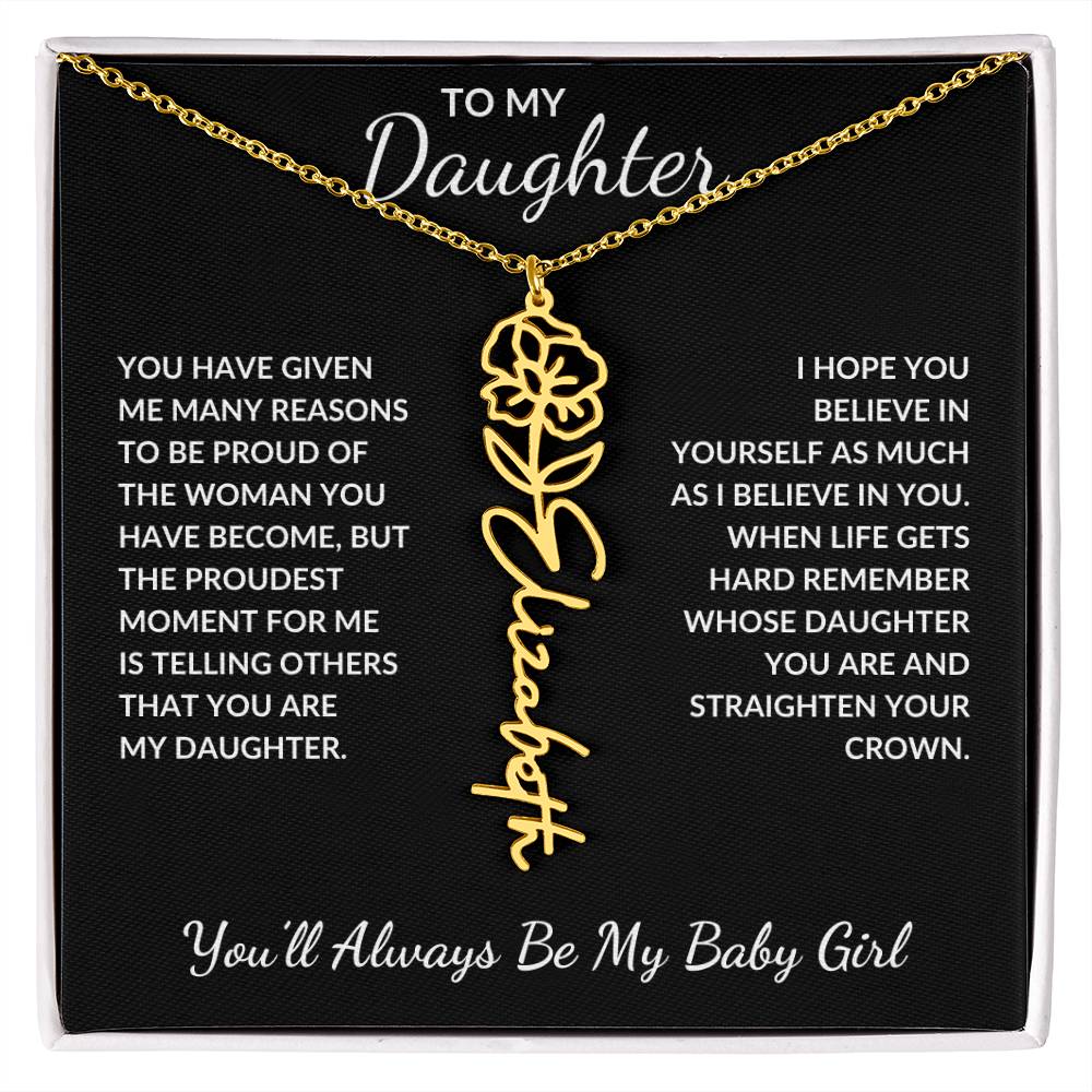 To My Daughter, Many Reasons To Be Proud | Flower Name Necklace