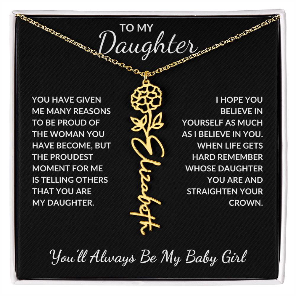 To My Daughter, Many Reasons To Be Proud | Flower Name Necklace