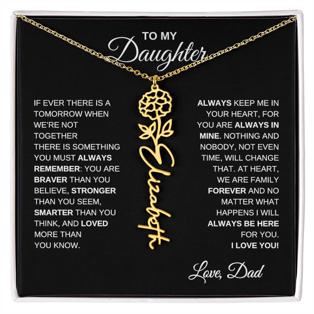 To My Daughter, Always Remember | Flower Name Necklace