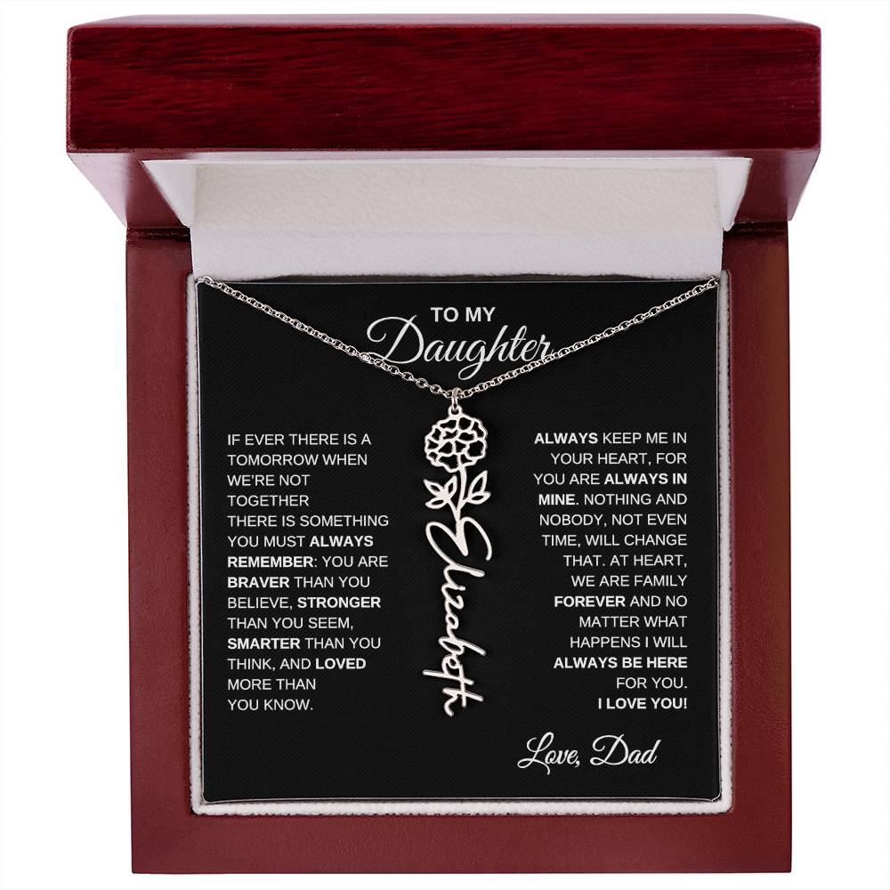 To My Daughter, Always Remember | Flower Name Necklace