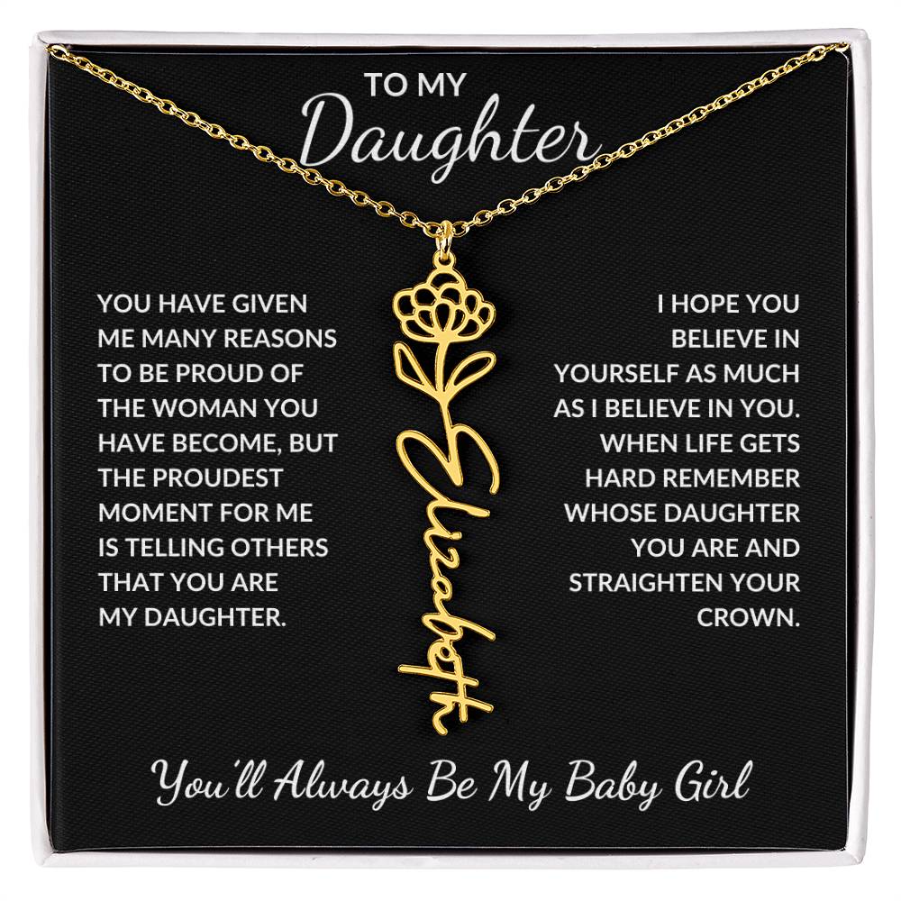 To My Daughter, Many Reasons To Be Proud | Flower Name Necklace