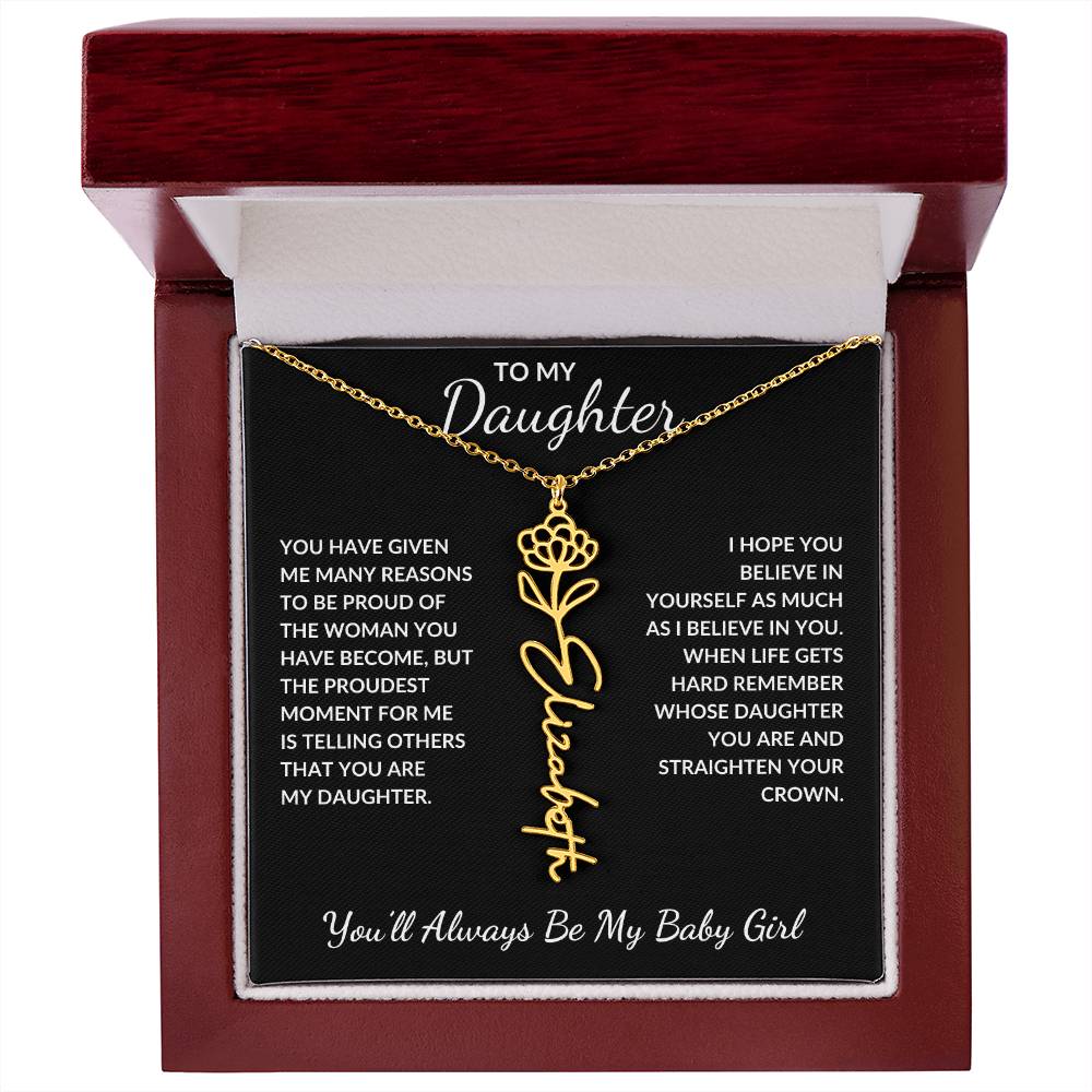 To My Daughter, Many Reasons To Be Proud | Flower Name Necklace