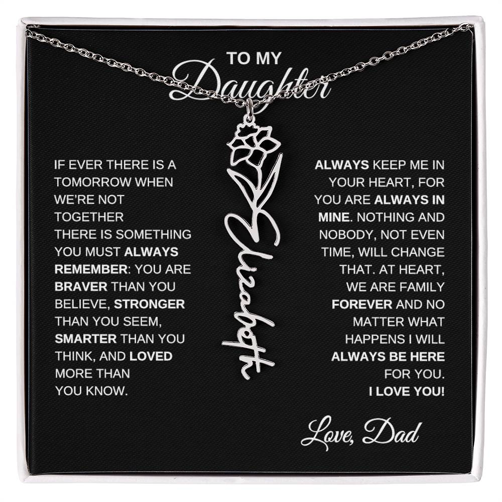 To My Daughter, Always Remember | Flower Name Necklace