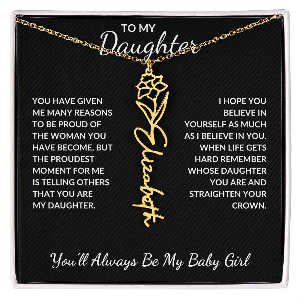 To My Daughter, Many Reasons To Be Proud | Flower Name Necklace