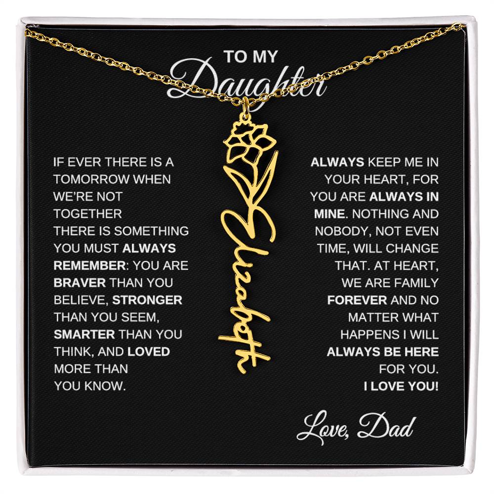 To My Daughter, Always Remember | Flower Name Necklace